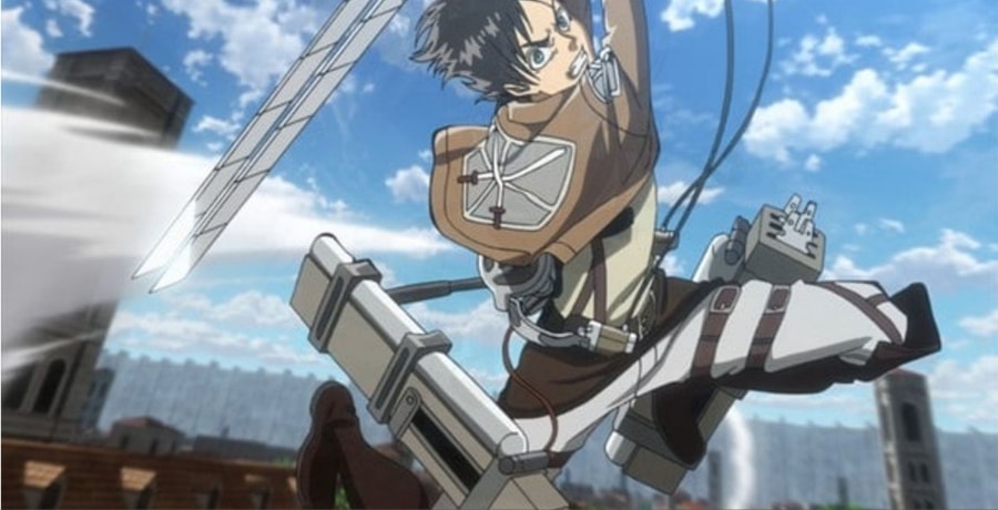 attack on titan eren yeager using odm gear
