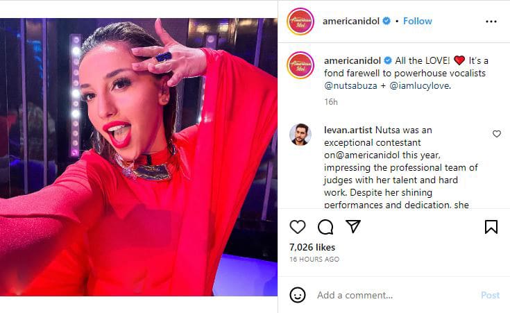 Nutsa on the American Idol IG account