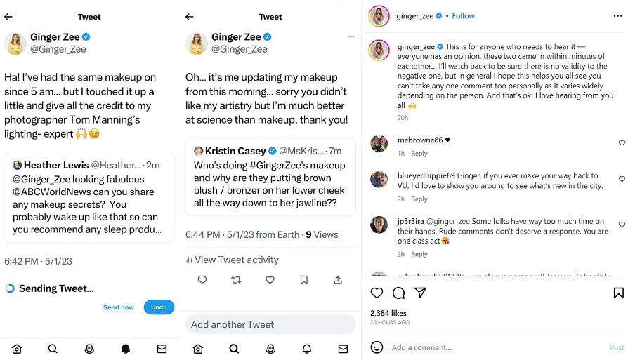 Ginger Zee Shares Tweets [Source: Ginger Zee - Instagram]
