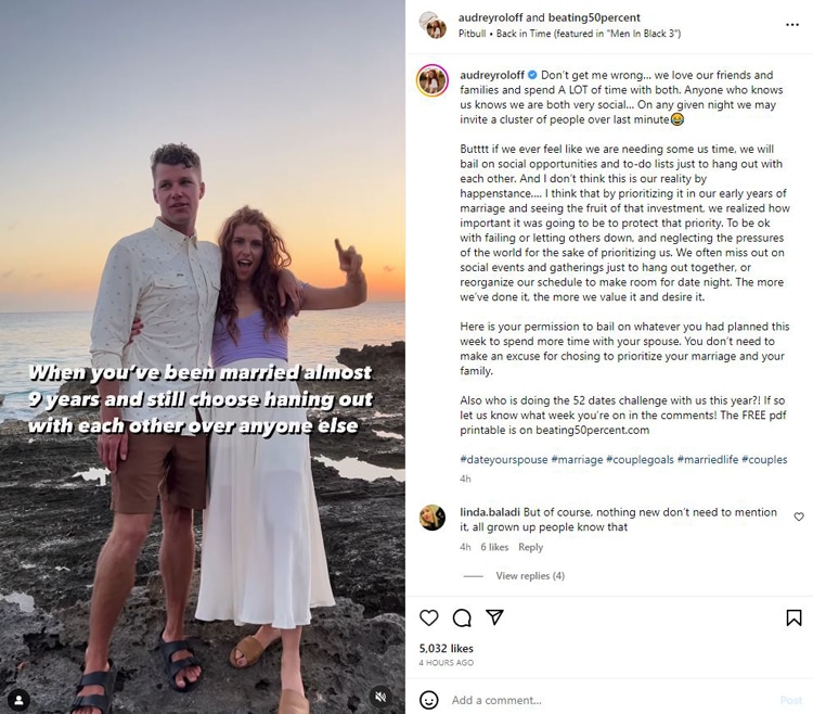 Audrey Roloff and Jeremy Roloff on IG