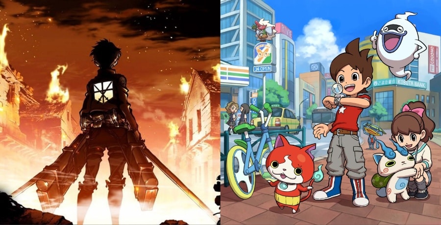 attack on titan and yokai watch