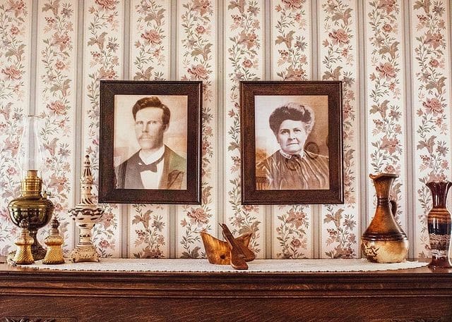 Meri Brown's "Wall of the Dead" from Lizzie's Heritage Inn's Instagram page