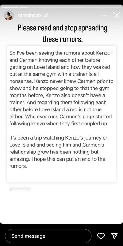 Kenzo and Carmen Love Island