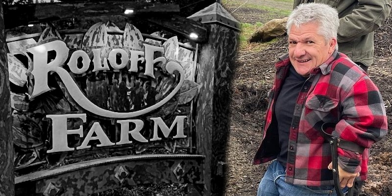 Matt Roloff next to Roloff Farms Sign Feature - Instagram