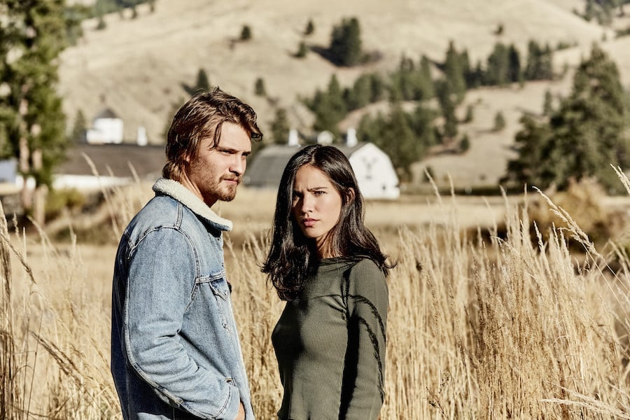 Yellowstone Pictured (L-R): Luke Grimes as Kayce Dutton and Kelsey Asbille as Monica Photo Credit: Kevin Lynch for Paramount