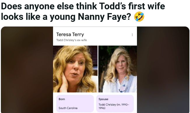 Todd Chrisley Mother and First Wife - Reddit Screenshot