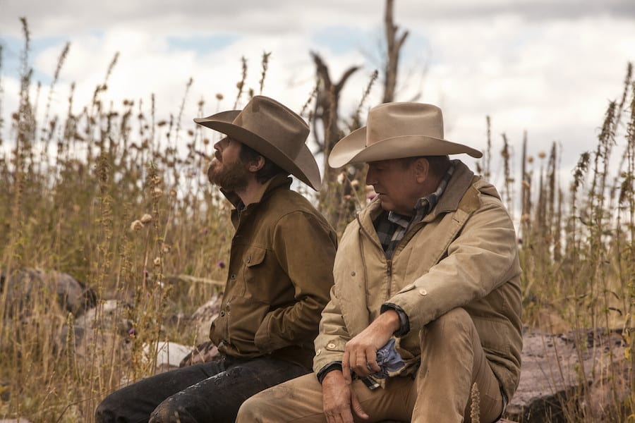 Yellowstone Cole Hauser as Rip Wheeler and Kevin Costner as John Dutton. Photo: Emerson Miller for Paramount