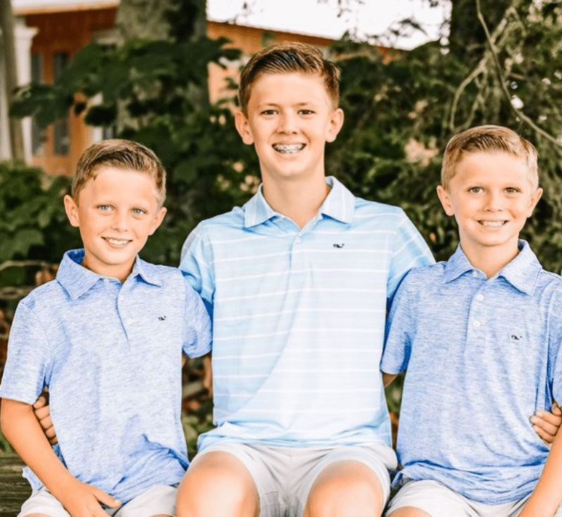 Saylor Waldrop in 2021 with his twin brothers - Courtney Waldrop - Instagram
