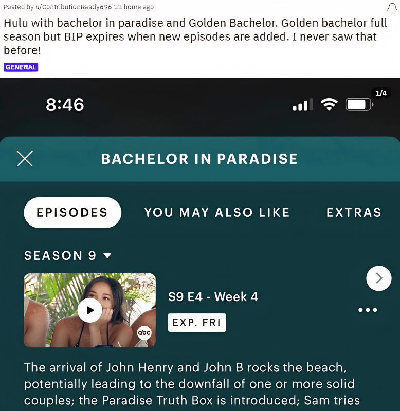Bachelor Nation Shows Expire On Hulu - Reddit