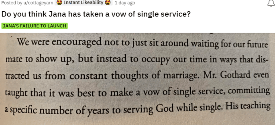 Counting On - Has Jana Duggar Chosen Gothard's Vow Of Single Service - Reddit