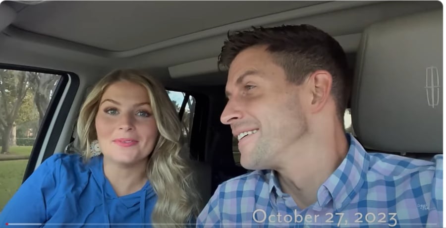 Erin Bates Paine and Chad Paine sit in their car discussing their last prenatal appointment for baby #6.