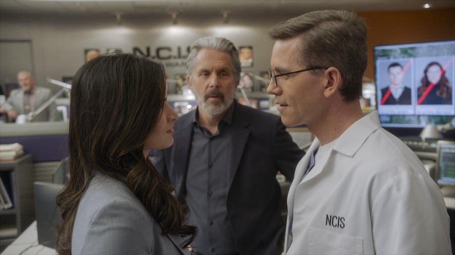 NCIS Pictured: Katrina Law as NCIS Special Agent Jessica Knight, Gary Cole as FBI Special Agent Alden Parker, and Brian Dietzen as Jimmy Palmer. Photo: CBS ©2023 CBS Broadcasting, Inc. All Rights Reserved