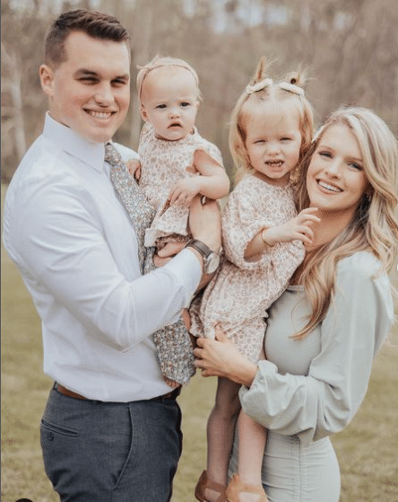 Josie Bates Balka pictured with family (husband, Kelton, and daughters Willow and Hazel) on Easter Sunday . 2022