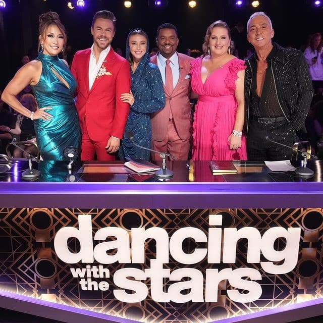 Carrie Ann Inaba, Julianne Hough, Alfonso Ribeiro, Mandy Moore, Bruno Tonioli, and Derek Hough from the Dancing With The Stars Instagram page