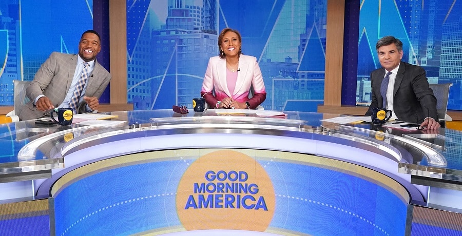 Michael Strahan, Robin Roberts, George Stephanopoulos on GMA. Image from ABC Press Site