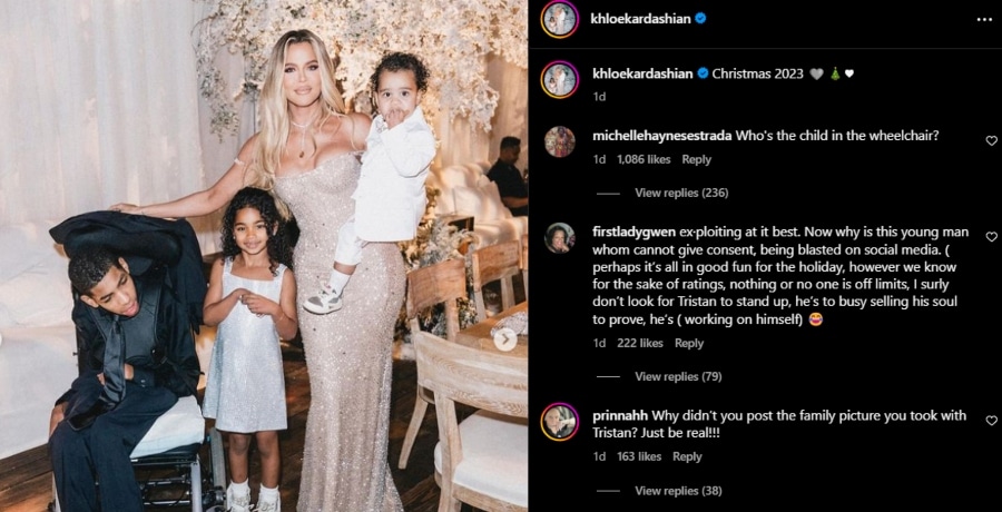 Khloe Kardashian includes Amari Thompson in her family photo. - Instagram