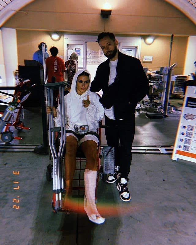 Daniella Karagach and Pasha Pashkov leaving the hospital from Instagram