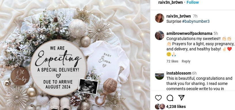 Raiven Brown Instagram Baby Announcement