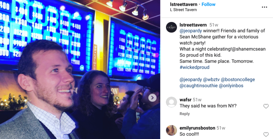 Sean McShane at a watch party for his 'Jeopardy!' appearance. | Instagram 