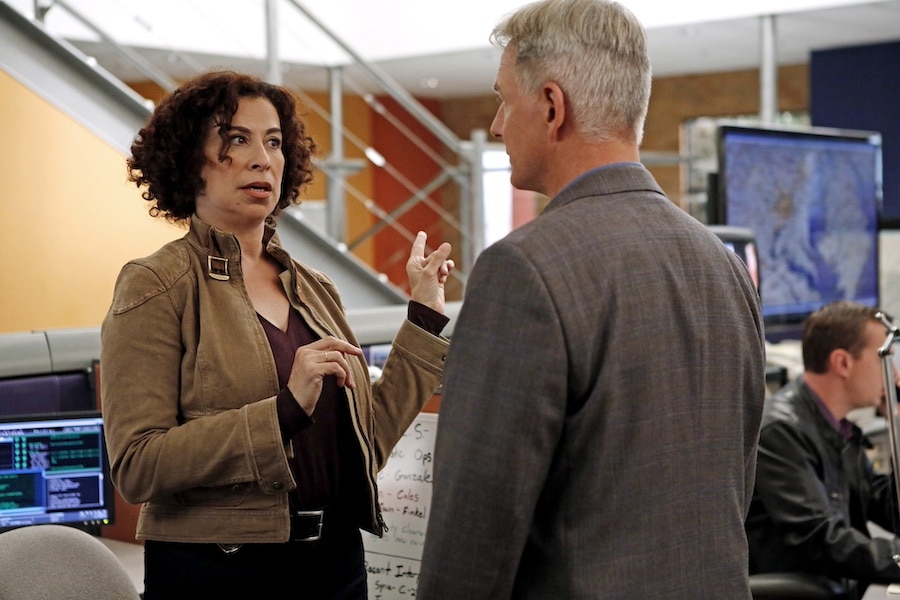 NCIS Pictured: Mark Harmon (right) Also pictured Roma Maffia (left) guest stars as NCIS Special Agent Vera Strickland. Photo: Cliff Lipson/CBS ©2013 CBS Broadcasting, Inc. All Rights Reserved.