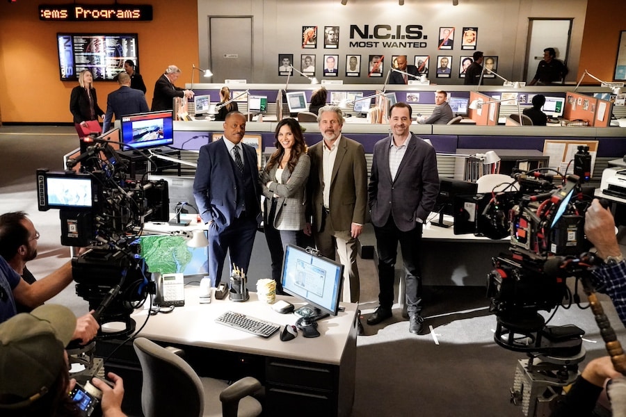 Pictured (L-R): Rocky Carroll as NCIS Director Leon Vance, Katrina Law as NCIS Special Agent Jessica Knight, Gary Cole as FBI Special Agent Alden Parker, and Sean Murray as Special Agent Timothy McGee. Photo: Robert Voets/CBS ©2023 CBS Broadcasting, Inc. All Rights Reserved.