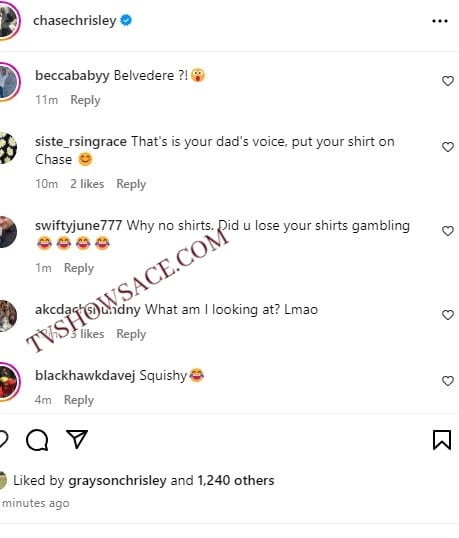 Chase Chrisley's deleted Instagram post