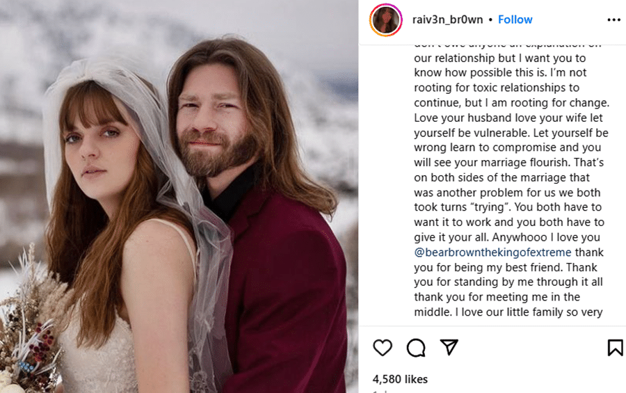 Bear Brown and his wife Raiven - Raiven Brown Instagram