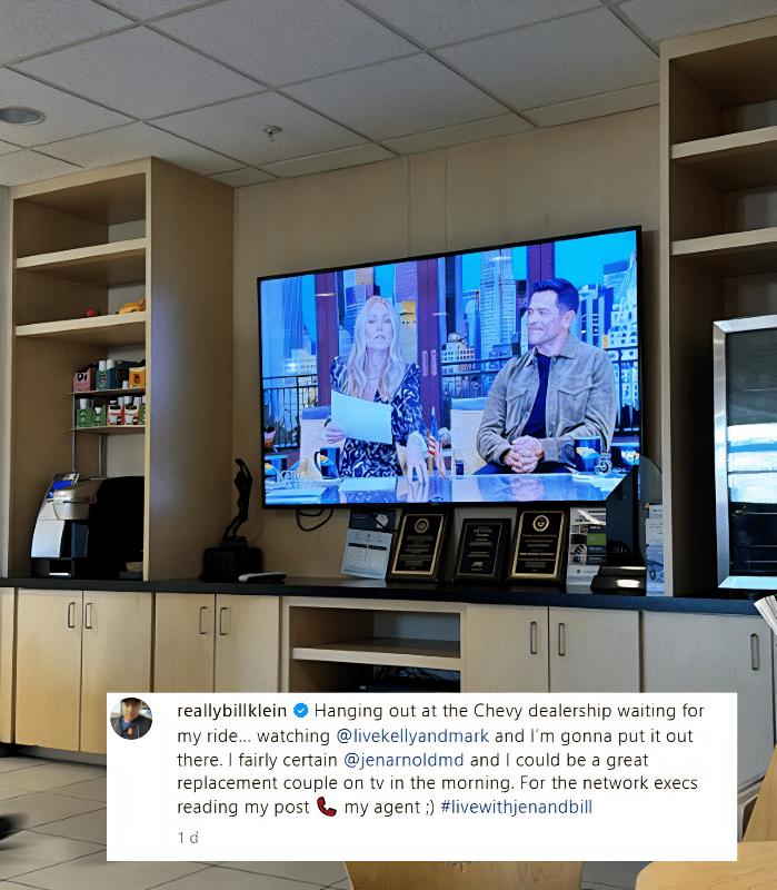 Bill Klein Shares Live With Kelly and Mark Suggestion - Instagram