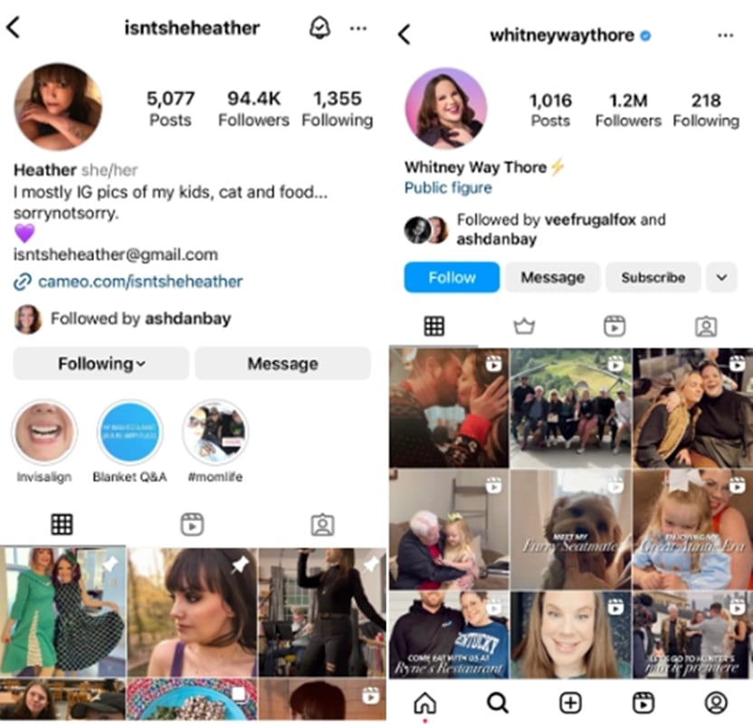 Heather Sykes and Whitney Way Thore Instagrams - Reddit