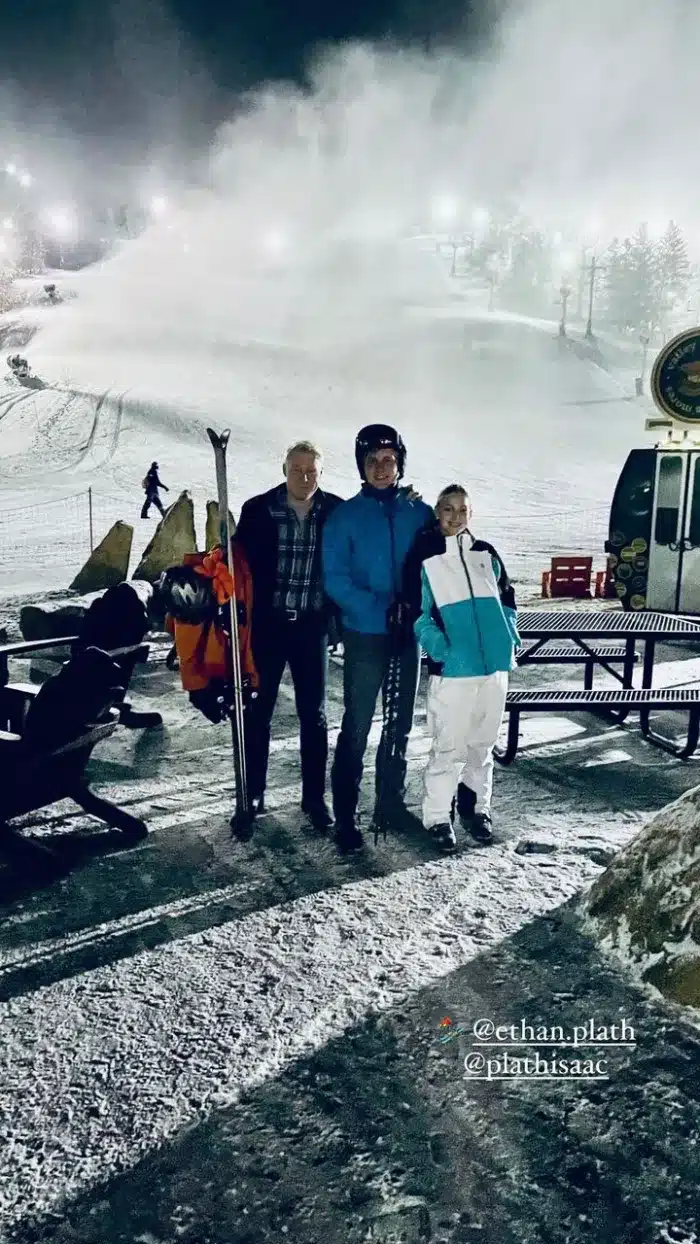 Ethan, Isaac, and Moriah Plath skiing on New Year's Day. - Instagram