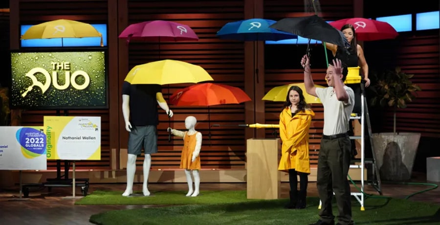 Nathaniel with Duo Umbrella on Shark Tank