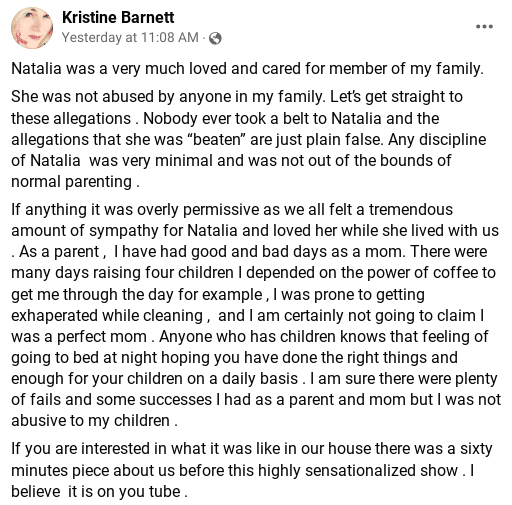 Kristine Barnett refutes the claims made by Natalia Grace | Courtesy of Facebook