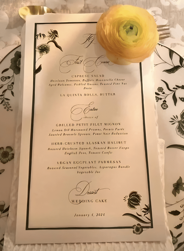 The Golden Wedding Menu - Via Reddit