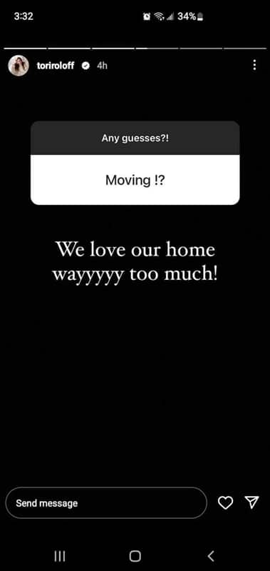 Tori's not moving - Instagram