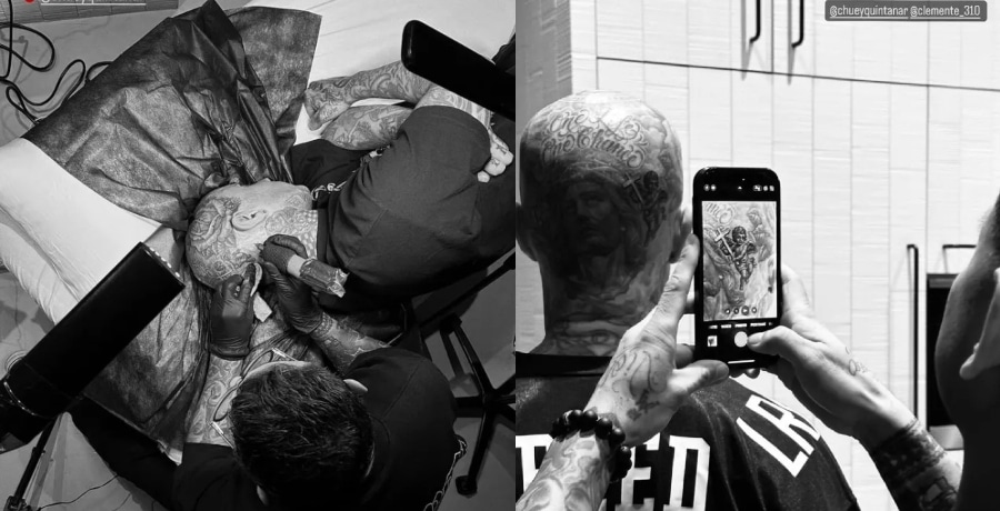 Travis Barker adds new artwork to his head. - Instagram