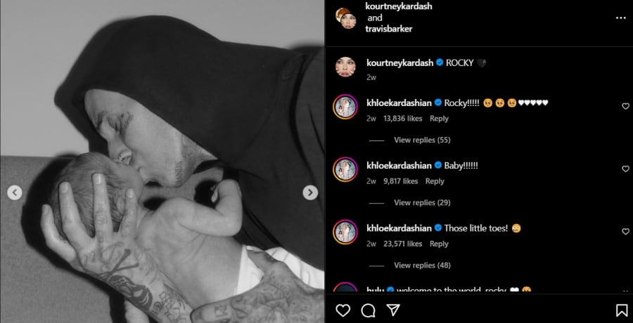 Travis Barker and Kourtney Kardashian introduce Rocky Thirteen Barker. - Instagram