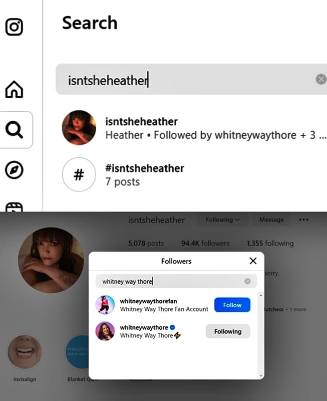Whitney Way Thore Follows Heather - Instagram