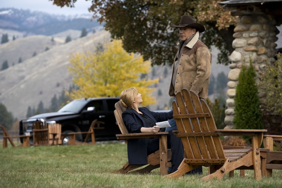 Pictured (L-R): Kelly Reilly as Beth Dutton and Kevin Costner as John Dutton Photo Credit: Danno Nell/Paramount Network