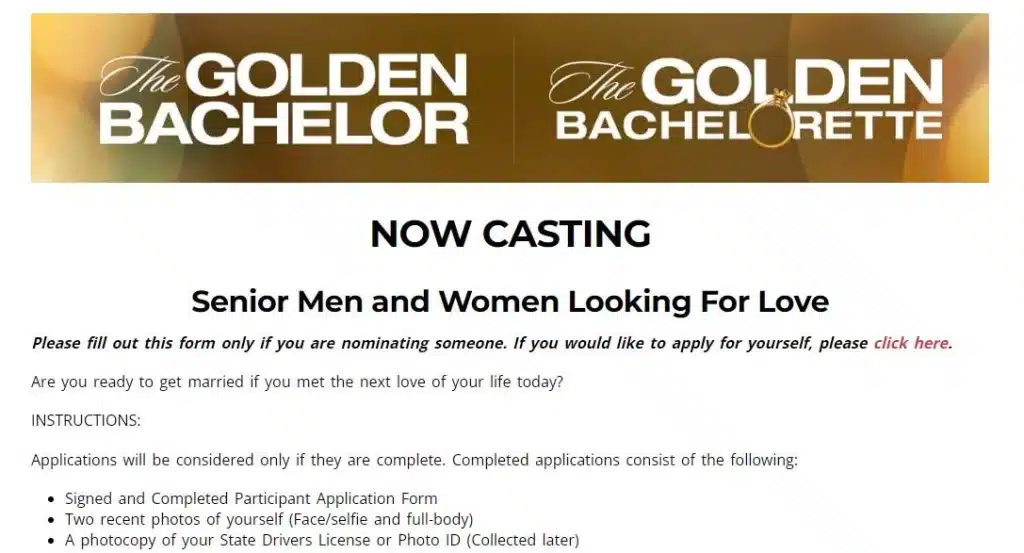 The Golden Bachelor and The Golden Bachelorette Casting. - Reddit