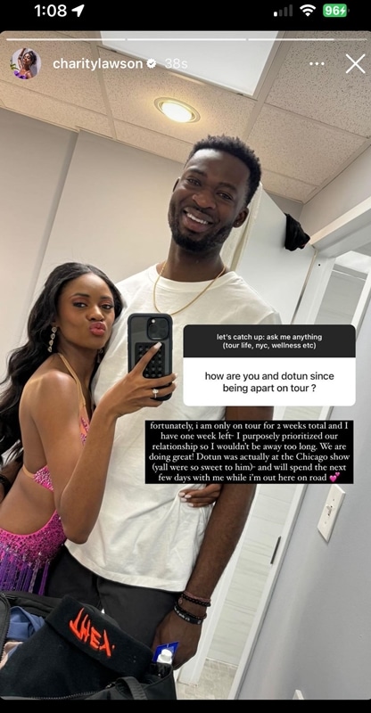 Bachelorette Star Charity Lawson With Dotun - Instagram Stories