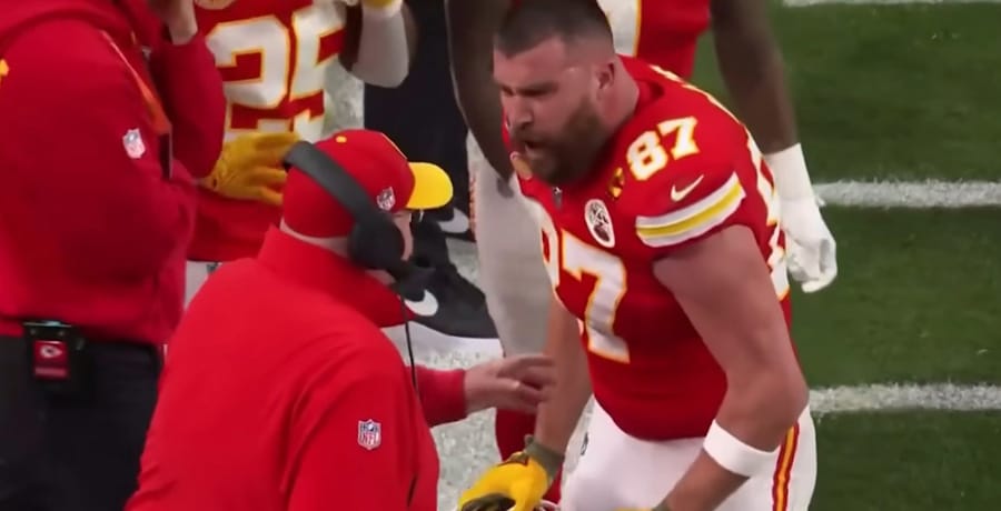 Travis Kelce yelling at Andy Reid / YouTube