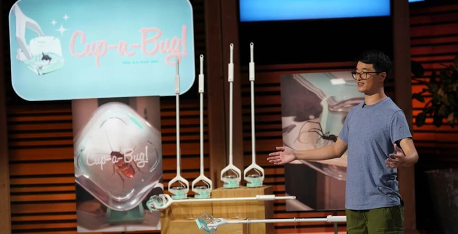 Justin Huang with Cup-A-Bug on Shark Tank