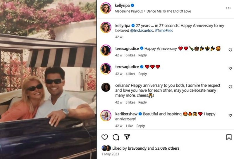 Live Kelly Ripa Married Mark Consuelos 27 Years Ago - Kelly Ripa - Instagram