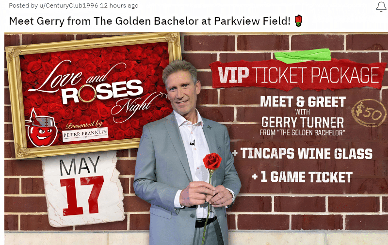 Meet and Greet With Golden Bachelor Gerry Turner - May 17 Via Reddit