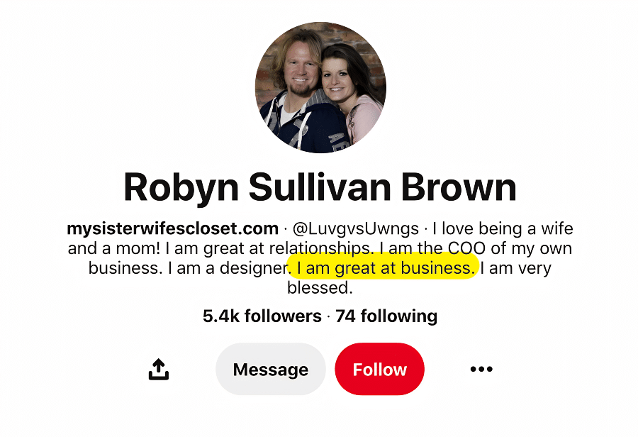 Robyn Brown Business Bio - Pinterest Via Reddit