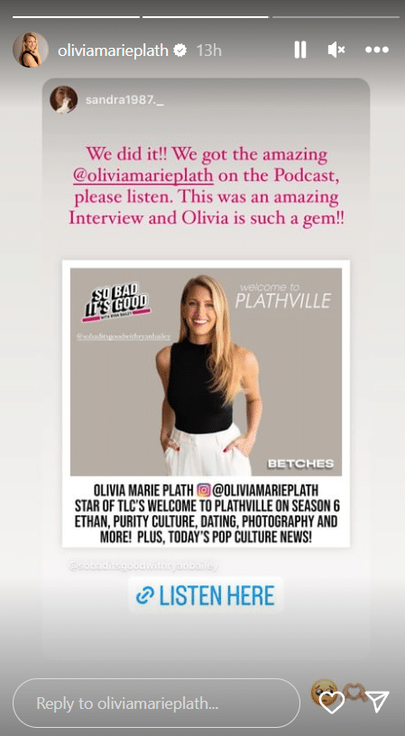Olivia Plath discusses Welcome To Plathville on So Good Its Bad. - Instagram