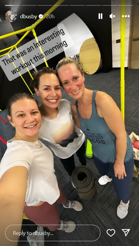Danielle Busby working out with her besties on their Galentine's Getaway. - Instagram