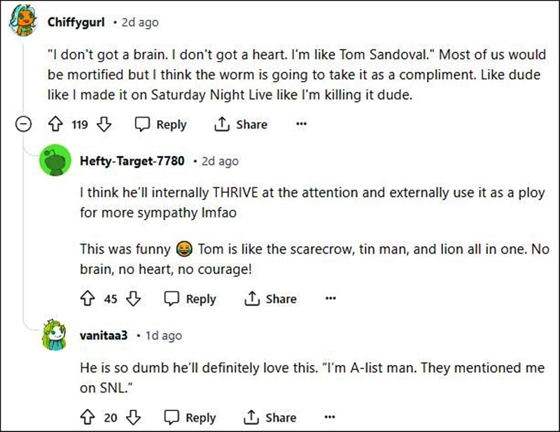 Tom Sandoval SNL Discussion - Reddit