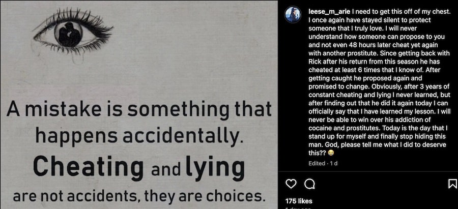 Rick Ness's ex Leese Post - Instagram 