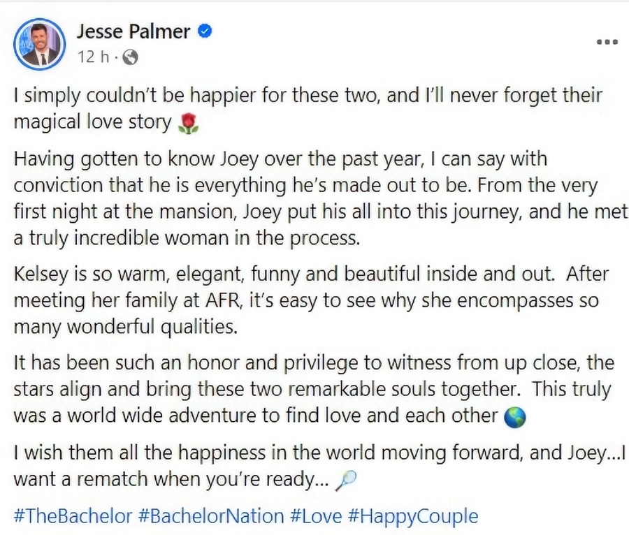 Bachelor Host Jesse Palmer - Facebook